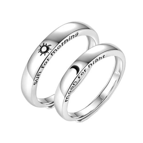 CONGARTENO 2 Stück Verstellbarer Couple Ring Sonne Mond Design Kreative Offene Partner Ringe aus Silber Chic Liebesring Schmuck Geschenk für Freundschaft und Verlobung von CONGARTENO