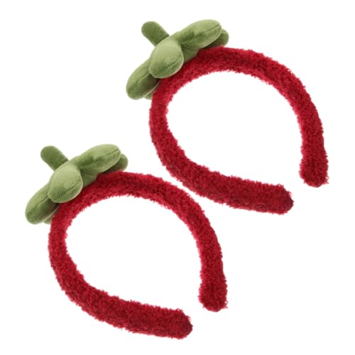 CONGARTENO 2 Stück Weiches Breites Erdbeer Stirnband für Mädchen Bequemes Haarschmuck Spa Accessoire zum Waschen Gesichts Hält Haare Zurück Leicht und Tragbar für Hautpflege und Alltag von CONGARTENO