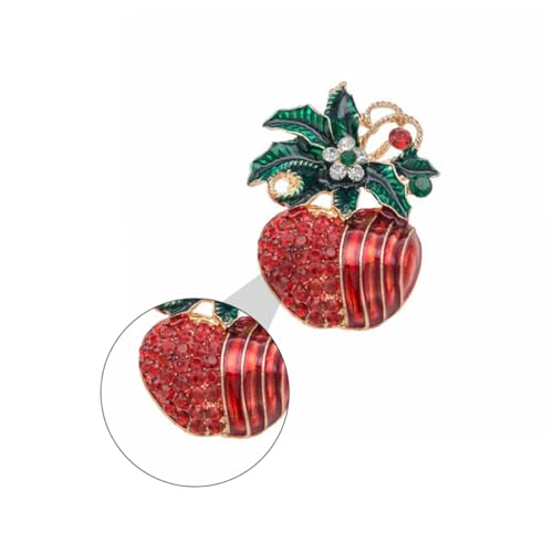 CONGARTENO 2 Stück Weihnachts Emaille Brosche Apfel Dekoration Funkelnde Anstecknadeln für Kleidung Taschen und Schals als für Frauen und Kolleginnen von CONGARTENO