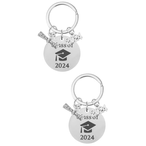 CONGARTENO 2 Stück Abschluss-schlüsselanhänger Für Herren Edelstahl Abschluss-schlüsselring Abschluss Für 2024 Klasse Elegant Und Schlüsselanhänger-Ornament von CONGARTENO