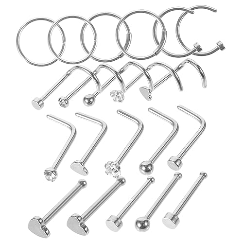 CONGARTENO 21 Stck Teiliges Set Nasenringen Unisex Nasenpiercing Schmuck Hoop Nasenringe für Damen und Herren Geeignet für Verschiedene Anlässe von CONGARTENO