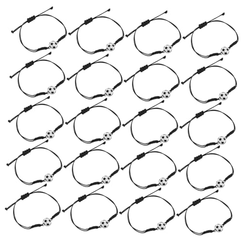 CONGARTENO 24 Stück Teiliges Handgeflochtenes Sportschmuck Verstellbare Legierungsarmbänder Robuste Fußball und Volleyball Wristbands für Männer Frauen und Teens für Sportpartys und von CONGARTENO