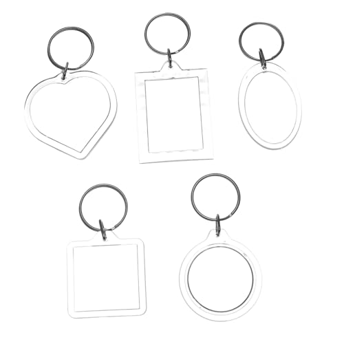 CONGARTENO 25stücke Transparente Foto Schlüsselanhänger Für DIY Leere Bilderrahmen Schlüsselringe Selbstgestalten Handgemachte Fotorahmen Verschiedenen Formen Oval Herz Rund von CONGARTENO