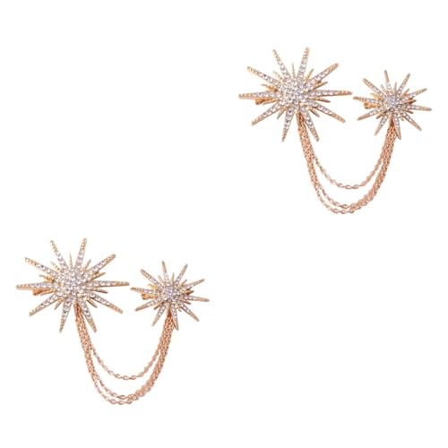 CONGARTENO 2St Kristallbrosche modische Brosche Strassbroschen Kettenbrosche Stern Broschen abstecknadeln damem bekleidung Anstecknadel party sachen Brosche mit Kette Strass-Brosche Golden von CONGARTENO