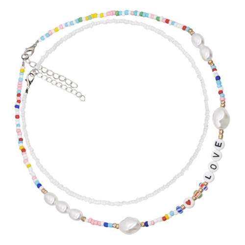CONGARTENO 2stücke Choker Kette Damen Perlen Perlen Halskette Halskette Für Frauen Böhmische Schlüsselbeinkette Zarte Damen von CONGARTENO