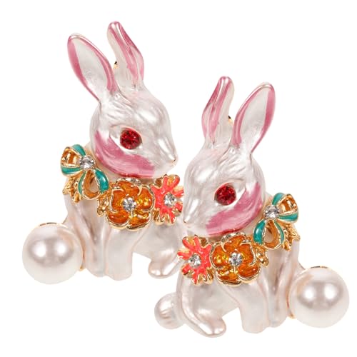 CONGARTENO 2stücke Cartoon Broschen Pins Niedliche Hase Broschen Für Damen Und Mädchen Dekorative Anstecknadeln Für Ostern Geschenk Und Schmuck Accessoires von CONGARTENO