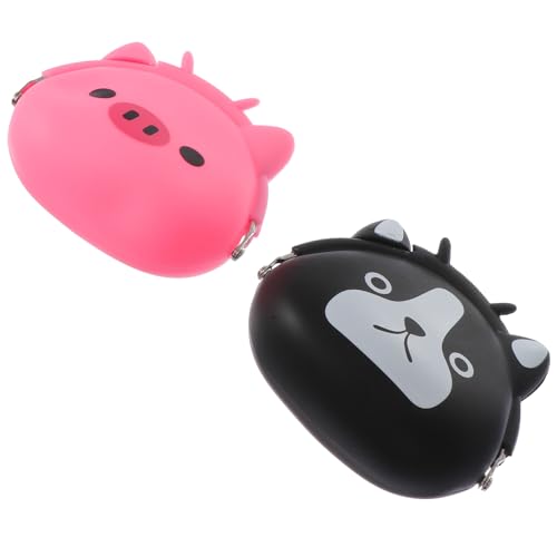 CONGARTENO 2stücke Silikon Tier-münzbörsen Cartoon-Design Niedliche Geldbeutel Für Kleingeld Für Erwachsene Langlebig Und Leicht Hund Schwein von CONGARTENO