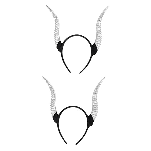 CONGARTENO 2st Croissant-stirnband Stirnband Aus Teufelshorn Stirnband Aus Ziegenhorn Gelbe Hörner Ziegenhörner Kostüm Cosplay Hörner Drachen-stirnband Kopfhörer Stirnband Silver Plastik von CONGARTENO