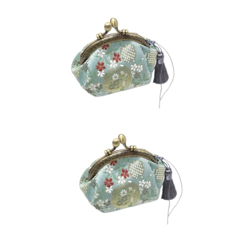 CONGARTENO 2stücke Leichtgewichtige Stilvolle Retro Münz Und Schlüsselbörse Hellgrün Tragbare Geldbörse Für Damen Zum Aufbewahren Von Münzen Geldscheinen Und Schlüsseln von CONGARTENO