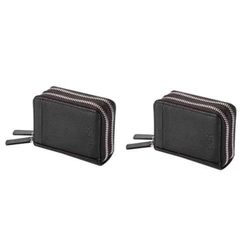 CONGARTENO 2stücke Doppelt Reißverschluss Geldbörse Für Damen Pu- Multifunktionale Karten Und Münzhalter Für Reisen Und Alltag Schwarz Praktisch Für Kreditkarten Bargeld Und Ausweise von CONGARTENO