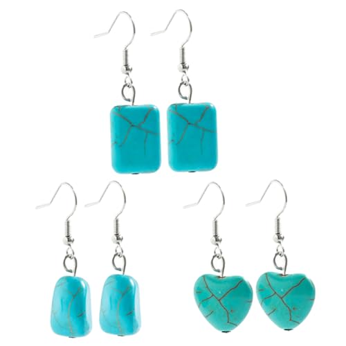 CONGARTENO 3 Paare Retro Boho Ohrringe Damen Baumelnde Ohrhänger mit Resin Herz Anhänger Farbverlauf Ethno Stil Modisch Ästhetisch für Teenager Mädchen und Partygebrauch von CONGARTENO