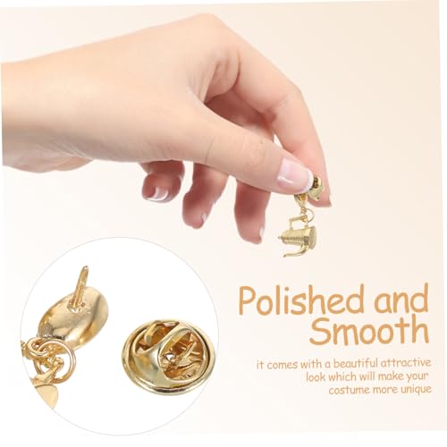 CONGARTENO 3 Stück Accessoires Kaffeestillung Schalnadel Kragen-revers-abzeichen Badge Pin Kaffeeliebhaber Brosche Hüte-brosche Kleidungsstück Pins Abzeichen Legierung Golden von CONGARTENO