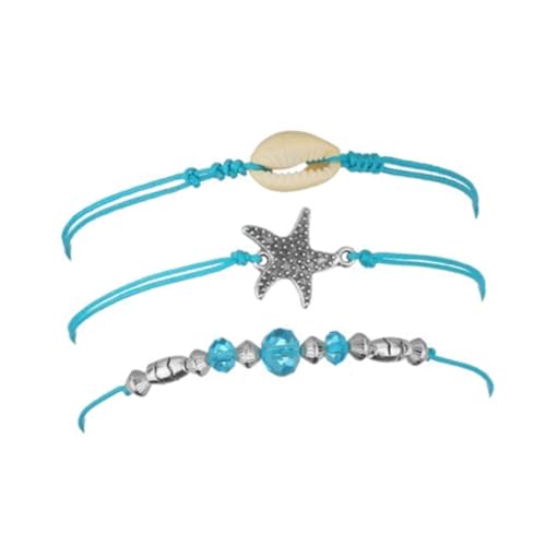 CONGARTENO 3 Stück Boho Fußkettchen Damen Teilig Muschel Perlen Fußkette Verstellbar Modisch Bohemia Schmuck für Frauen und Mädchen von CONGARTENO