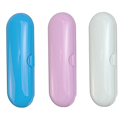 CONGARTENO 3 Stück Elektrische Zahnbürsten Reisebox Wiederverwendbar Organizer Zahnbürsten Aufbewahrungsbehälter Tragbar für Reisen Camping Zuhause Blau Weiß von CONGARTENO