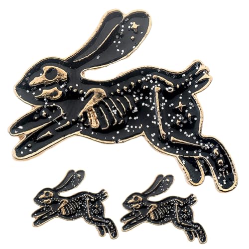 CONGARTENO 3 Stück Emaille Broschen Ostern Hase Anstecknadeln für Kleidung Rucksack Jacken Schwarz Niedliche Kaninchen Pins Modisches Accessoire von CONGARTENO