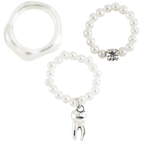 CONGARTENO 3stücke Teiliges Elastische Perlenringe Für Frauen Dekorative Ringe Für Jeden Anlass Einfache Schmuckstücke Für Party Und Alltag Stilvolle Fingeraccessoires Modischem Design von CONGARTENO
