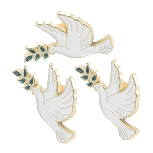 CONGARTENO 3 Stück Tauben Broschen aus Metall Langlebiger Friedensvogel Anstecker mit Olivenzweig Modische Kleidungsaccessoires Stilvolle Anstecknadeln für Jacken Hemden Geburtstagsgeschenk von CONGARTENO
