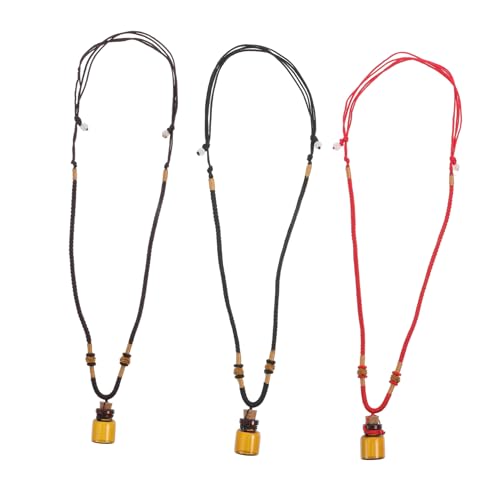 CONGARTENO 3 Stück Teiliges Ätherisches Öl Flakon Anhänger Halsketten Braune Aroma Flasche Parfüm Anhänger für Damen Einzigartiger Duft Schmuck Stilvolle Aromatherapie Halskette für Alltag von CONGARTENO