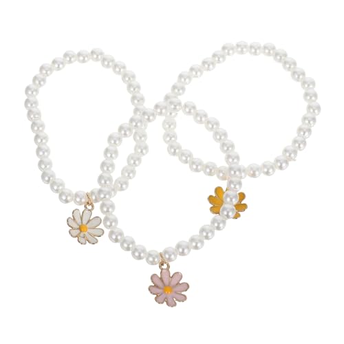 CONGARTENO 3 Stück Teiliges Boho Perlen Armband mit Blumenanhänger Verstellbar Modisch für Damen und Mädchen Leichter Sommer Schmuck als Dekoratives Partyaccessoire von CONGARTENO