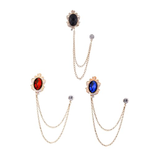CONGARTENO 3 Stück Teiliges Broschen Edelstein kragenkette für Herren Modische Anstecknadeln aus Legiertem Material Eleganter Schmuck für Anzug Vielseitiges Accessoire für Geburtstag und von CONGARTENO