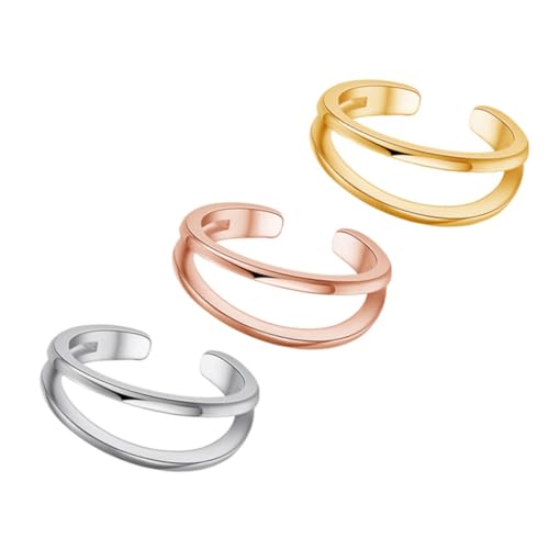 CONGARTENO 3 Stück Teiliges Damen Fußring Verstellbar Offener Zehenring Knöchelring Schmuck in Weiß Gold Roségold Accessoires für Alltag Party von CONGARTENO