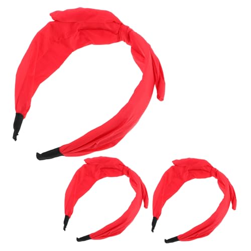 CONGARTENO 3 Stück Teiliges Rotes Schleifen-stirnband mit Hasenohren Weiches Stoffmaterial Elastisch und Rutschfest Niedliches Geknotetes Haaraccessoire für Frauen und Mädchen für Weihnachten von CONGARTENO