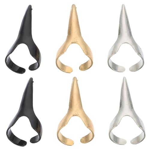 CONGARTENO 30 Stück Teiliges Metal Finger Nail Claw Verstellbare Punk Fingerringe in Gold Silber Schwarz Robustes Zinklegierung Stilvolle Cosplay Nagelringe für Halloween Karneval Party von CONGARTENO