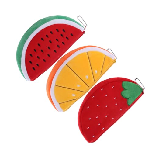 CONGARTENO 3stücke Cartoon Früchte Münzbeutel Multifunktionale Kleine Geldbörse Für Karten Und Kleingeld Zipper-Design Für Frauen Und Mädchen Wassermelone Erdbeere von CONGARTENO