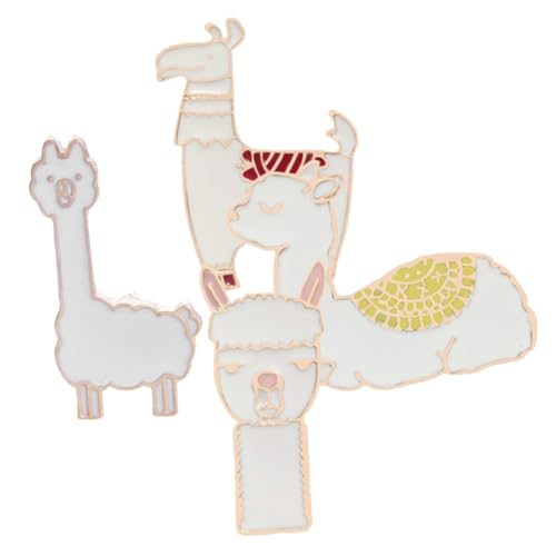 CONGARTENO 4 Stück Alpaka Broschen Anstecknadeln mit Sicherem Verschluss Niedliche Cartoon designs Vielseitig als Schal Kleidungsschmuck für Damen und Alpaka liebhaber Geeignet von CONGARTENO