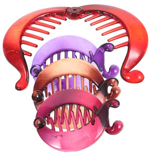 CONGARTENO 4 Stück Bananen Haarklammern für Frauen Rutschfeste Haarspangen Rot und Braun Stilvolle Haaraccessoires für Dickes Haar und Eleganten Look von CONGARTENO