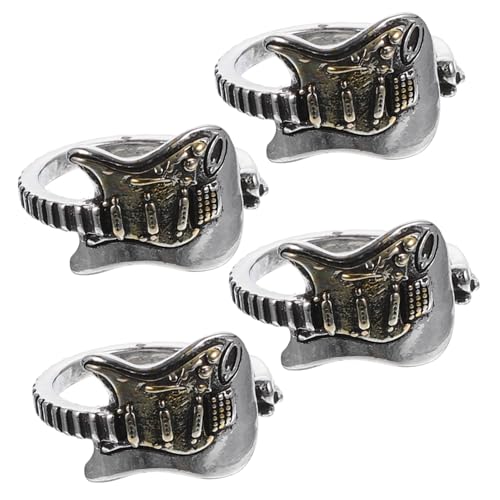 CONGARTENO 4stücke Gitarrenringe Für Männer Aus Zinklegierung Mit Verstellbarer Retro-punk-design Für Club Halloween Cosplay Und Festival Als Geschenk Für Musikliebhaber von CONGARTENO