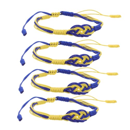 CONGARTENO 4 Stück Handgefertigte Ukrainische Armbänder Mehrfarbige Geflochtene Seilarmbänder mit Verstellbarem Knoten Leichtes Design Symbolische Glücksknoten Vielseitig für Damen und Herren von CONGARTENO