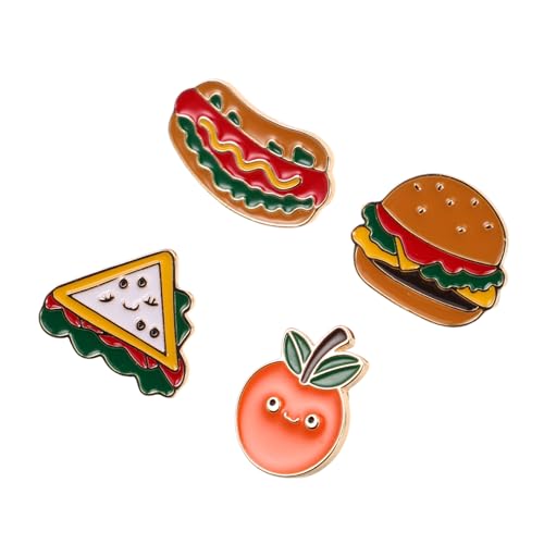 CONGARTENO 4stücke Anstecknadel Mit Cartoon-hamburger-design Legierungsbroschen Mit Und Sandwich-motiven Langlebige Anstecknadeln Für Kleidung Taschen Und Hüte Geeignet Für Partys von CONGARTENO