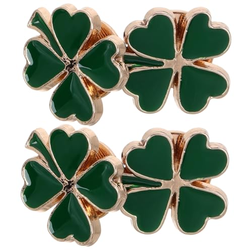 CONGARTENO 4 Stück Niedliche Emaille Vierblättrige Kleeblatt Broschen Vintage Stil Modische Anstecknadeln Damen Schmuck St Patrick Day Party Accessoires von CONGARTENO