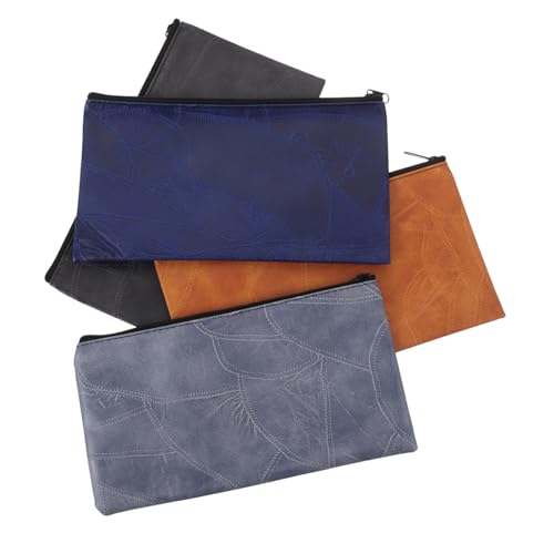 CONGARTENO 4 Stück PU Geldbeutel mit Reißverschluss Geräumige Bank Deposit Pouch Sichere Cash Wallet für Münzen Rechnungen Kosmetik Organizer für Damen und Herren von CONGARTENO