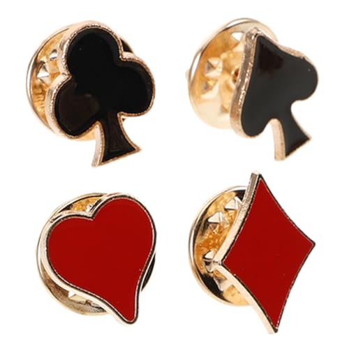 CONGARTENO 4 Stück Poker Broschen für Anzüge Mini Anstecknadeln mit Spielkarten Motiven Langlebigem für Hemdkragen und Vielseitige Kleidung von CONGARTENO