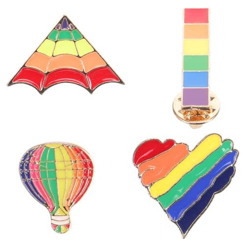 CONGARTENO 4 Stück Regenbogen Broschen Anstecker aus Hochwertiger Legierung Kleidung Pins für Pullover Rucksack Mütze Vielseitige Pride Anstecknadeln in Herz Rechteck Drachen und von CONGARTENO