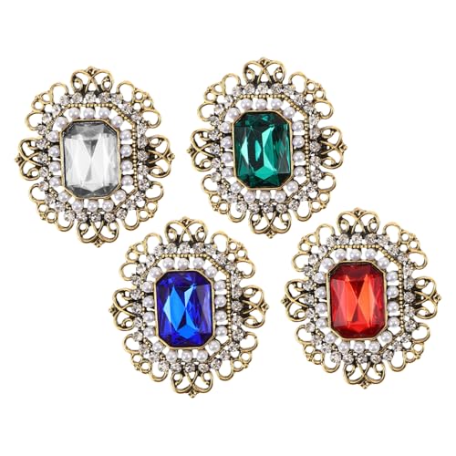 CONGARTENO 4 Stück Retro Corsagen Modisch Retro Revers Vintage Schmuck Schmuck Strass Brosche Schulter Corsagen Für Hochzeit Damen Anstecknadel Für Damenbekleidung von CONGARTENO