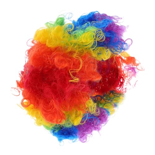 CONGARTENO 4 Stück Teiliges Afro Locken Kostümset Bunte Clown Perücken Leicht Komfortabel für Disco Karneval Halloween Party Gruppen Cosplay Verkleidung von CONGARTENO