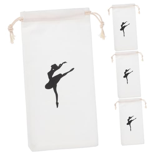 CONGARTENO 4 Stück Teiliges Ballettschuhtasche aus Satin mit Tänzer Motiv Waschbare Beutel mit Kordelzug für Damen und Mädchen Praktischer Aufbewahrungsbeutel für Spitzenschuhe und von CONGARTENO