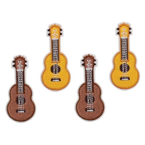 CONGARTENO 4 Stück Teiliges Bestickte Ukulele Broschen Kreative Anstecker mit Gitarrenmotiv Modische Leichte Schmuckpins für Kleidung Taschen Hüte und Accessoires von CONGARTENO