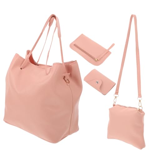 CONGARTENO 4 Stück Teiliges Damen Handtaschen Set aus Pu- Große Kapazität Modische Umhängetasche und Clutch Vielseitige Schultertasche für Alltag Arbeit Party und Reisen Rosa von CONGARTENO