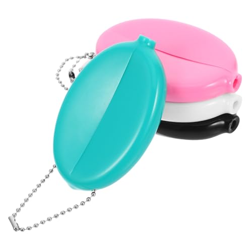 CONGARTENO 4 Stück Teiliges Ovaler PVC Münzbeutel mit Kette Schwarz Grün Weiß und Rosa Praktischer Tragbarer Münzbeutel für Schlüssel und Alltag für Männer Frauen von CONGARTENO