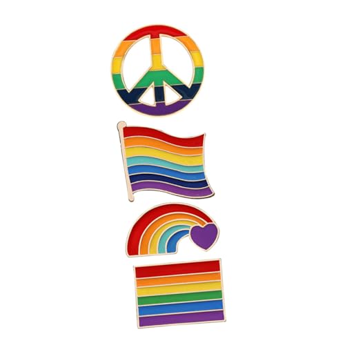 CONGARTENO 4 Stück Teiliges Regenbogen Broschen aus Hochwertiger Legierung Modische Anstecknadeln für Kleidung und Taschen Stilvolle DIY deko für Frauen und Mädchen Langlebig und Angenehm zu von CONGARTENO