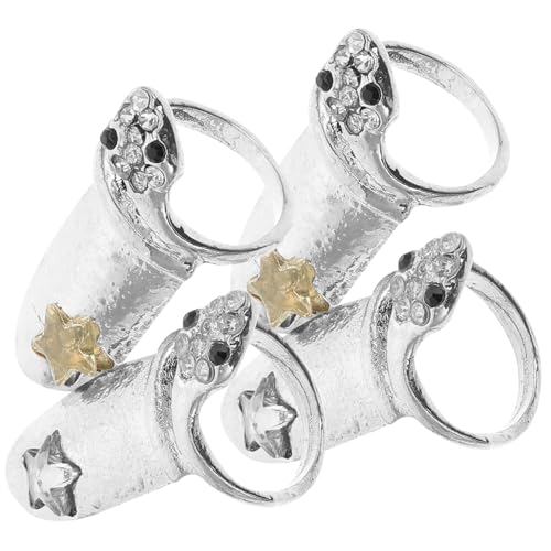 CONGARTENO 4 Stück Teiliges Schlange Fingerring Damen Nagelschmuck Modisch Vielseitig Kombinierbar Geschenkidee für Geburtstag Hochzeit Zufällige Farbe Zufällige Farbe von CONGARTENO