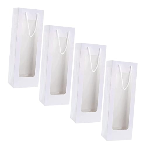 CONGARTENO 4 Stück Teiliges Weinbeutel mit Fenster und Griff Wiederverwendbare Geschenktaschen für Weinflaschen für Feiertage Geburtstage und Strapazierfähig und Schützend von CONGARTENO