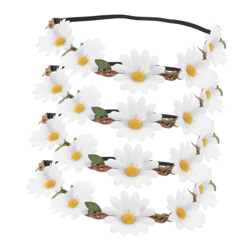 CONGARTENO 4stücke Blumenkrone Handgefertigtes Stirnband Für Mädchen Haarband Aus Blumen-haarbänder Für Hochzeits-kopfschmuck von CONGARTENO