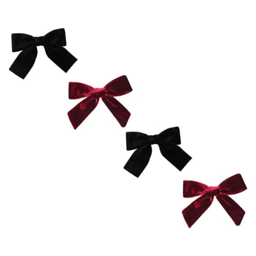 CONGARTENO 4 Stück Velvet Haarklammern mit Schleifen Design Teiliges Haarschleifenclips für Frauen in Schwarz und Weinrot Leichter Langlebiger Haarschmuck für Festliche Anlässe und Alltag von CONGARTENO