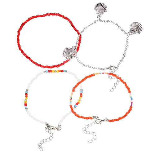 CONGARTENO 4 Stück Verstellbare Fußkettchen für Damen Teiliges Set mit Anhängern Eleganter Boho Stil für Strandpartys und für Teenager von CONGARTENO