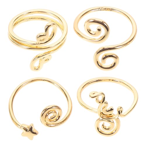 CONGARTENO 4 Stück Verstellbares Teiliges Damen Zehenring Set Handgefertigtem Gold mit Funkelndem für Sommerstrand Accessoires und Fußschmuck von CONGARTENO